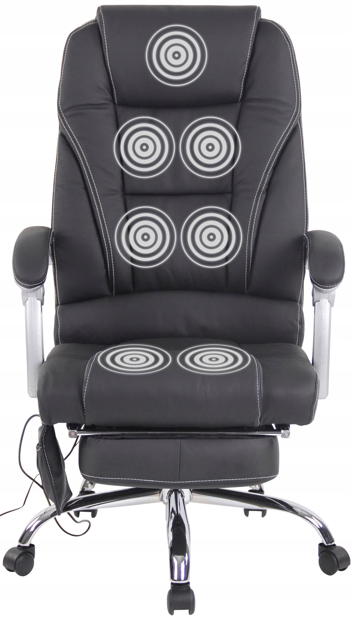 Pacific Genuine Leather Office Chair with Massage Function, Black Packaging status original