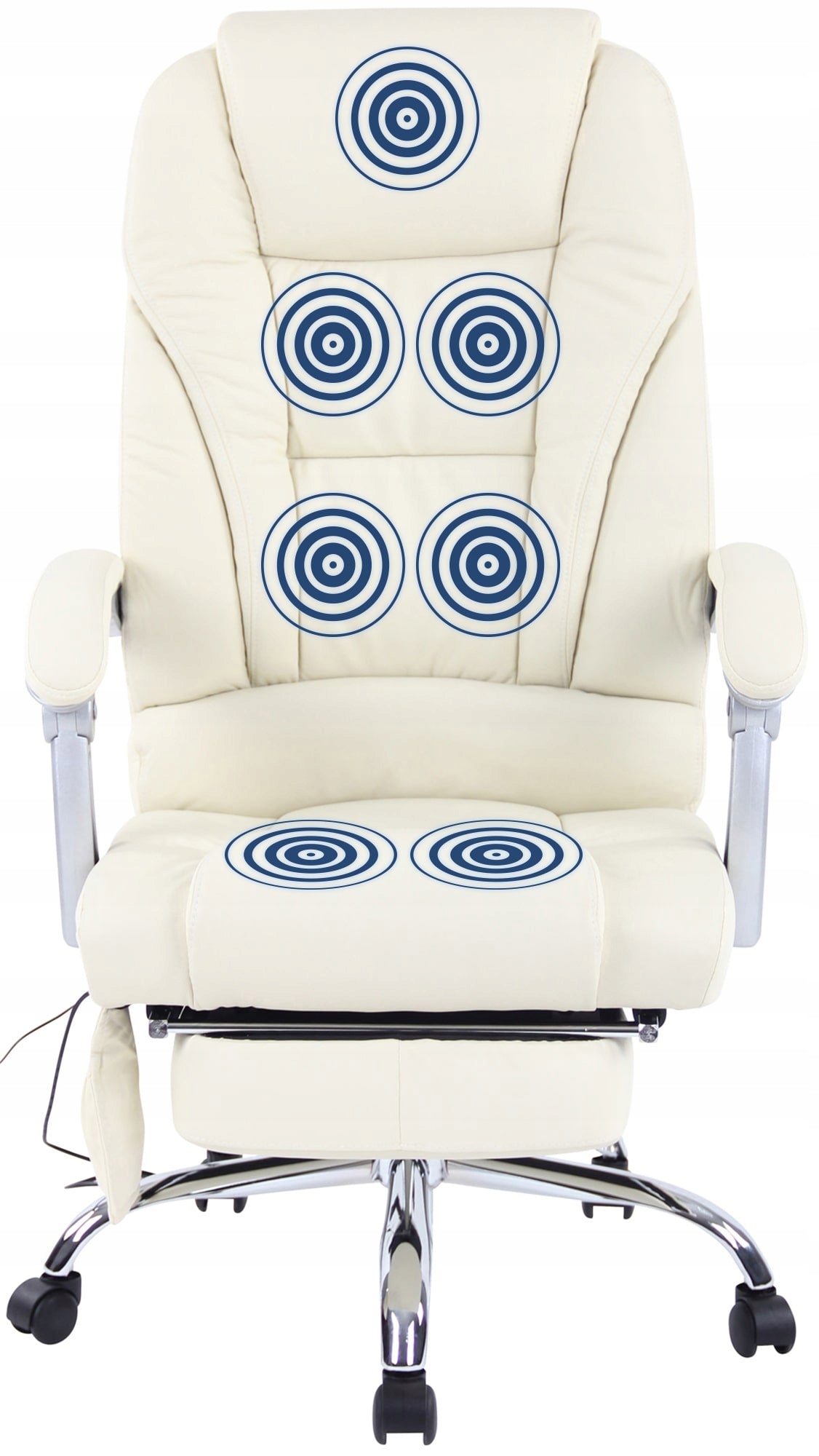Pacific Genuine Leather Office Chair with Massage Function, Cream Packaging status original