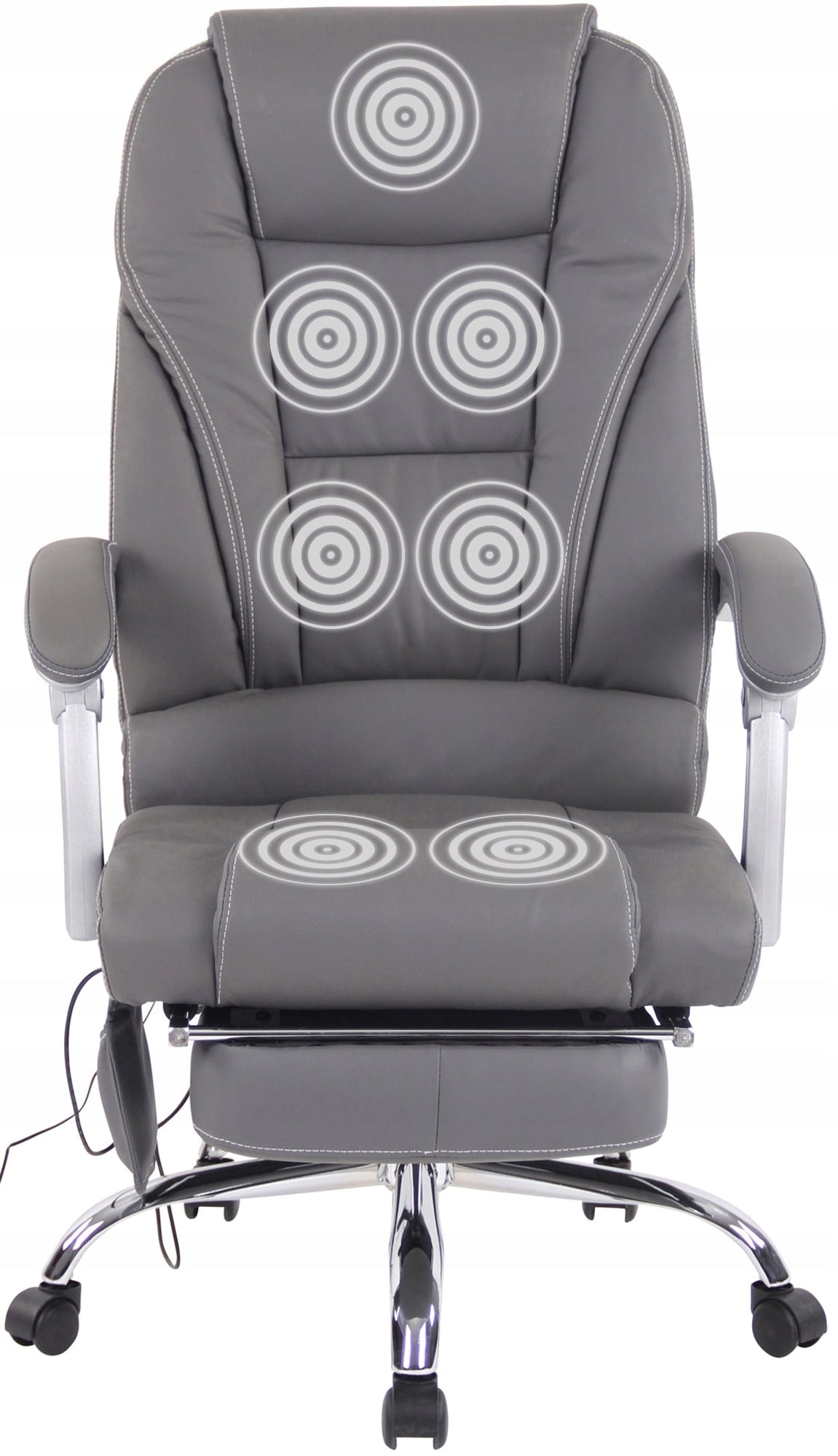 Pacific Genuine Leather Office Chair with Massage Function, Grey Packaging status original