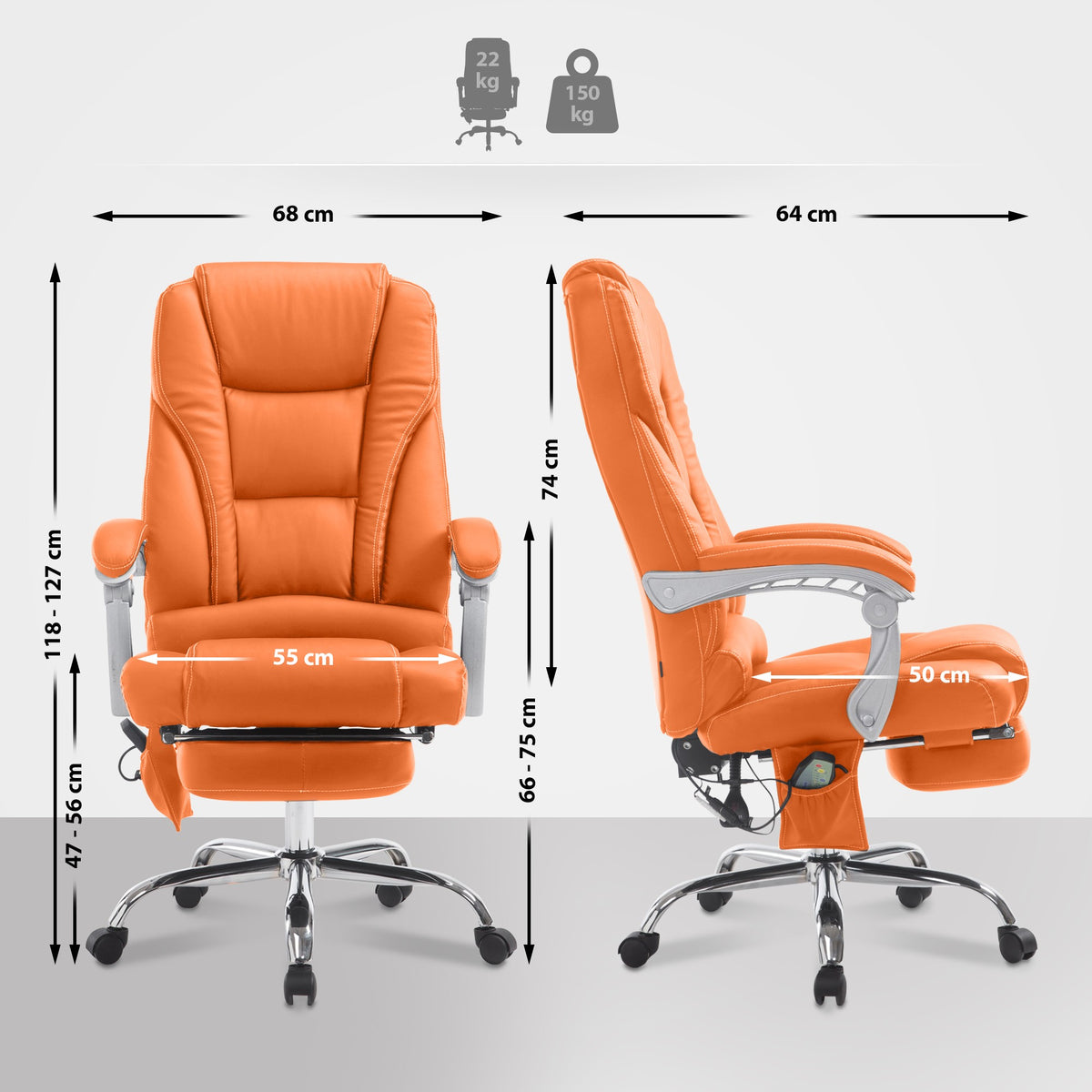 Pacific office chair with V2 massage function, orange Packaging status original