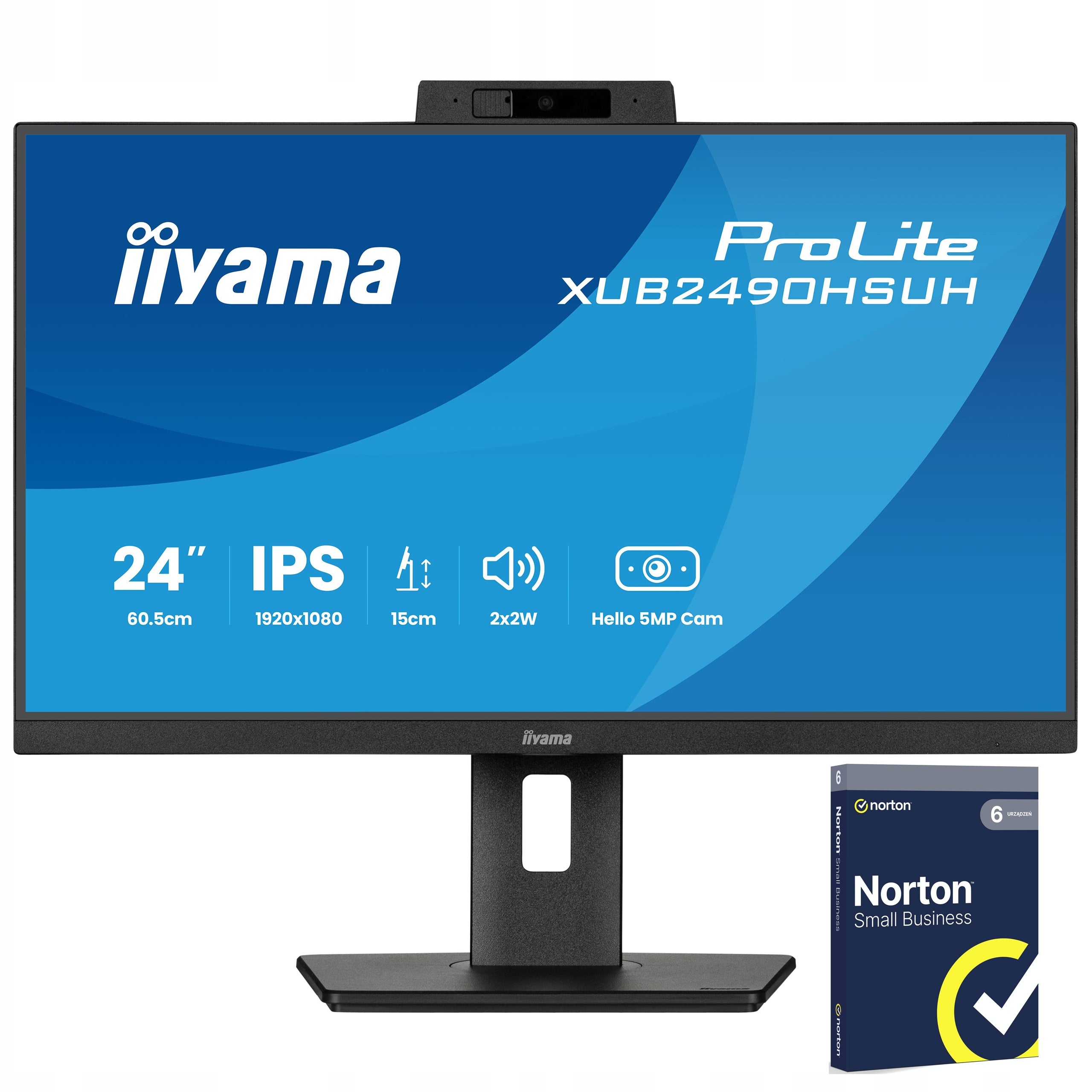 Package norton 250G Monitor iiyama ProLite XUB2490HSUH-B2 24 IPS LED 4ms