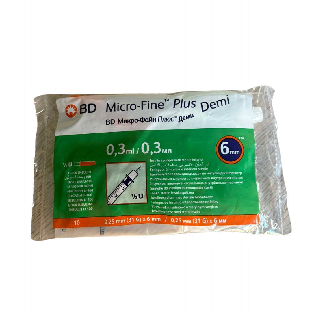 Package of 3 op. / 300 pcs. | BD Micro Fine plus DEMI 0,3 insulin syringes Kind insulin syringes