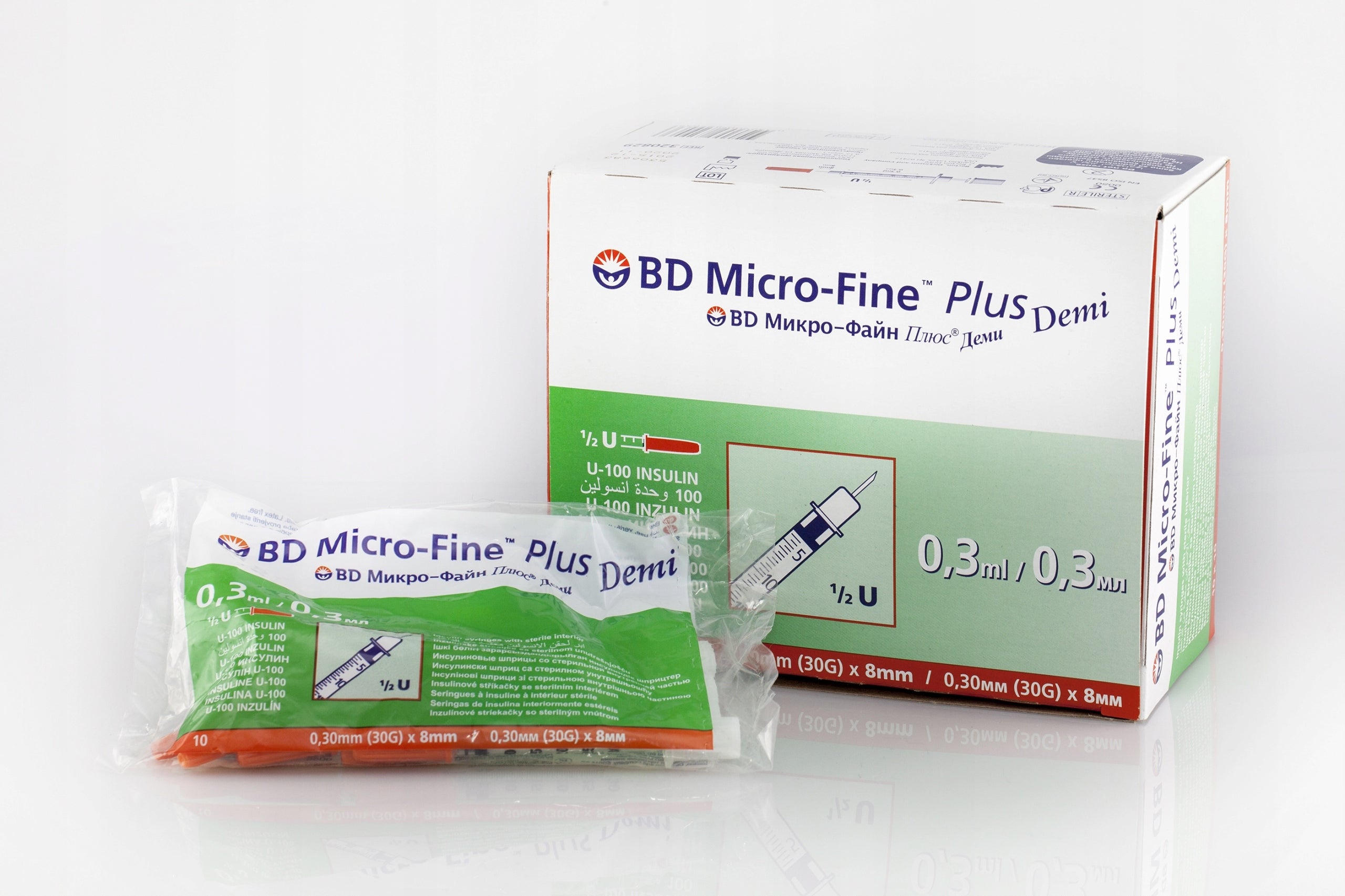 Package of 3 op. / 300 pcs. | BD Micro Fine plus DEMI 0,3 insulin syringes