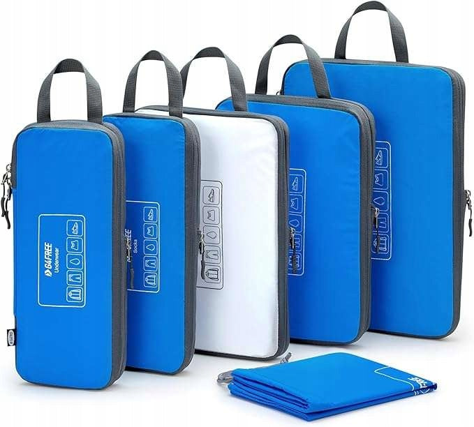 Packing Clothes Bags Suitcase Organizers Set of 6 Blue