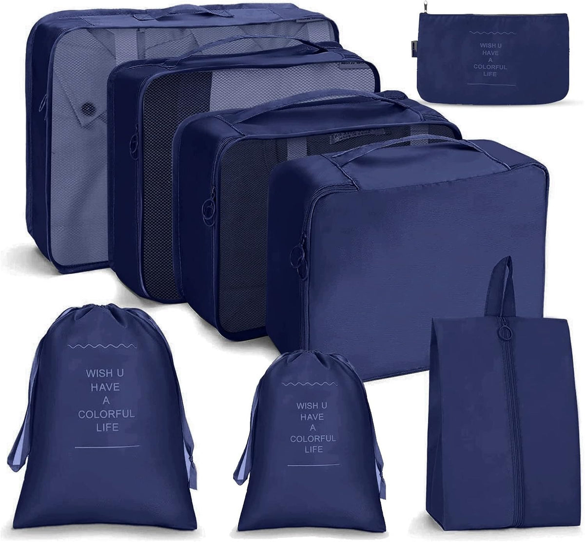 Packing Cubes 8 Pcs Folding Waterproof Clothes Organizer