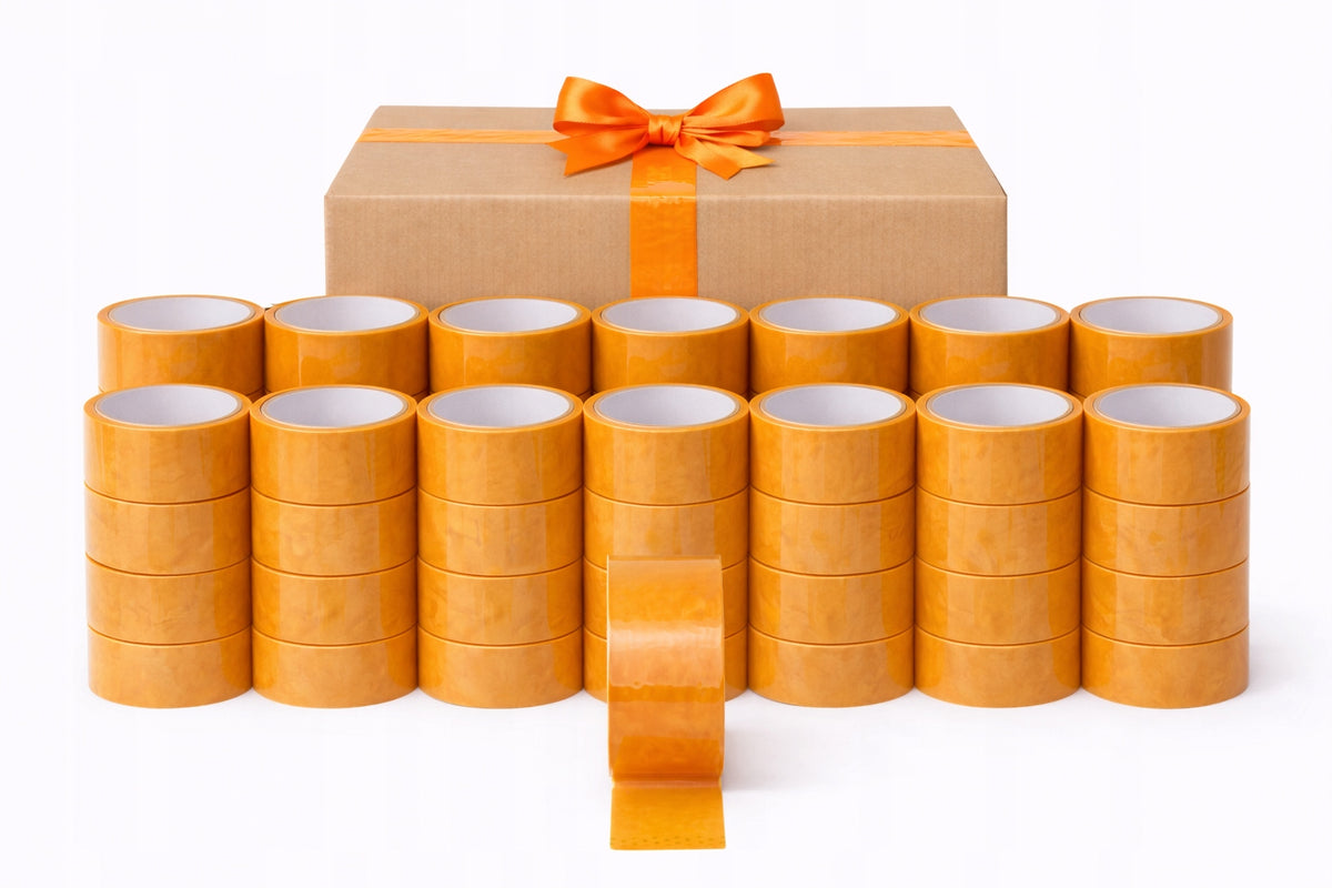 Packing Tape Acrylic Strong Orange 200 m 48 mm Set of 36 pieces
