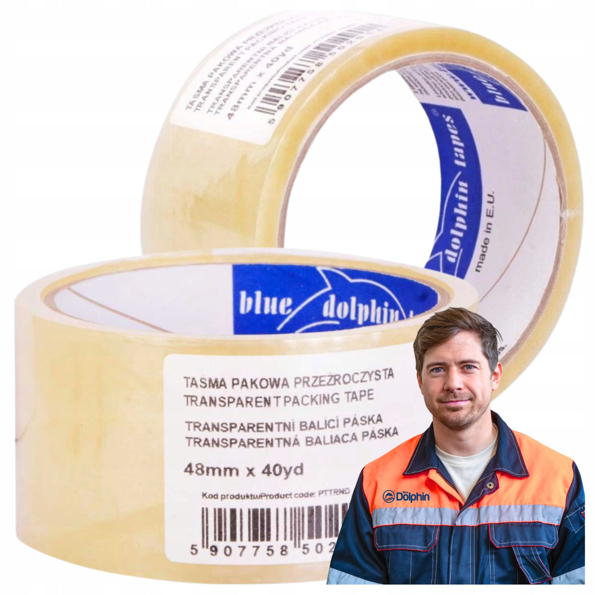 Packing Tape Blue Dolphin Packing Colorless Durable 48mm x 40m