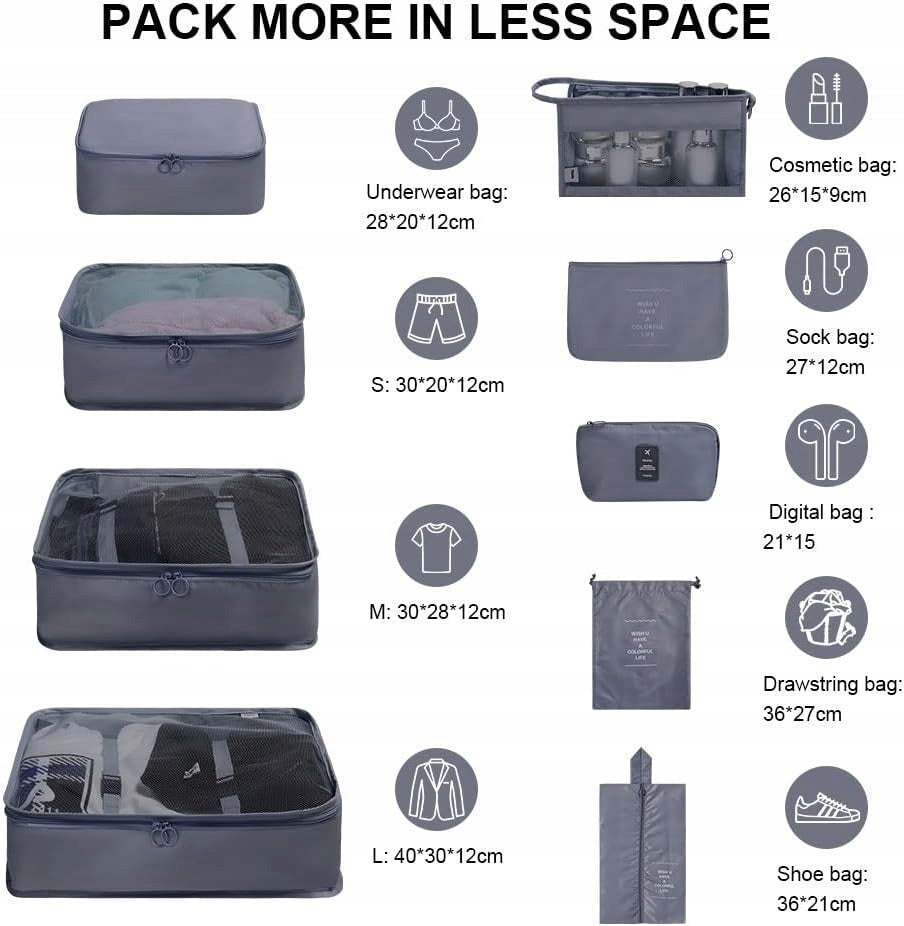 Packing cubes for suitcase, waterproof, organizer, travel, with bag n Manufacturer code HGA0438GYST*IMP