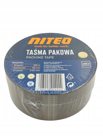 Packing tape Niteo brown width 48 mm length 100 m 1 pc.