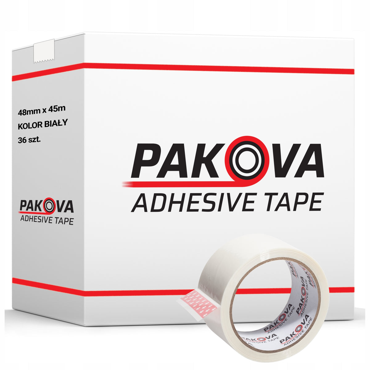 Packing tape PAKOVA 48/50 WHITE Durable Solid 36pcs