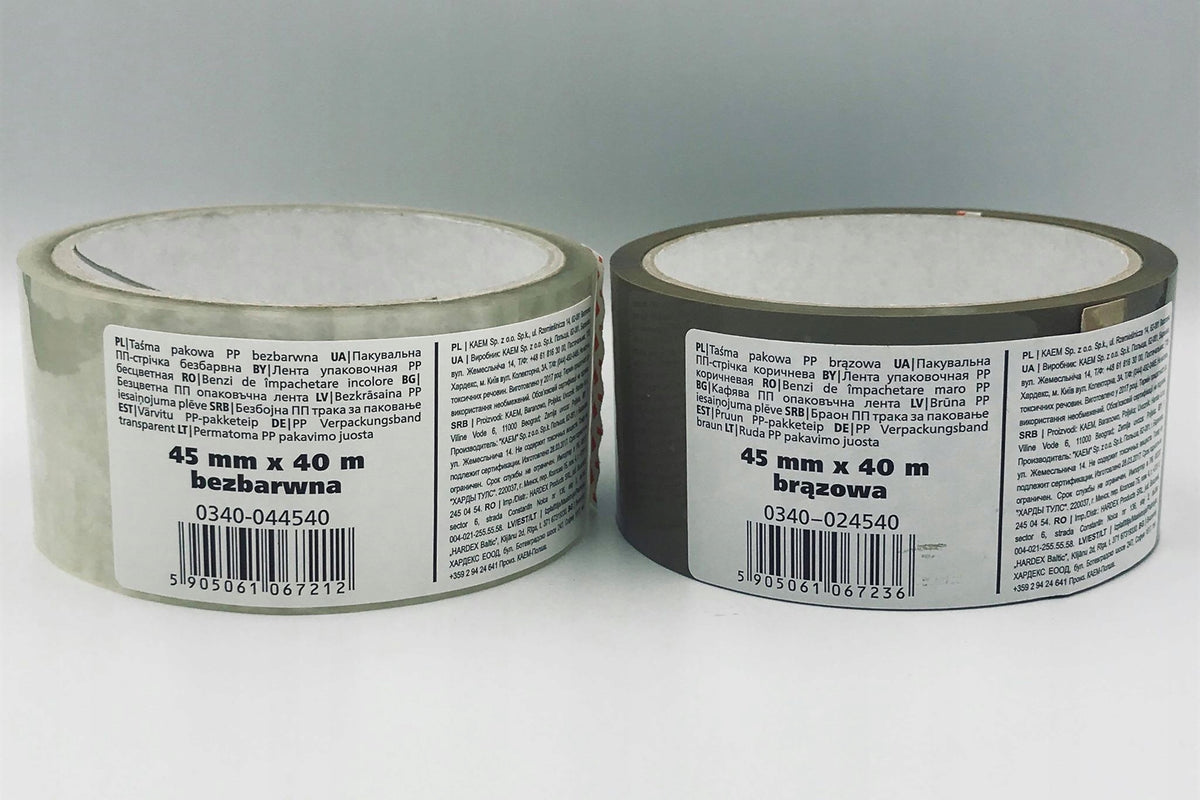 Packing tape PP COLORLESS BROWN 40m x 45mm Kaem