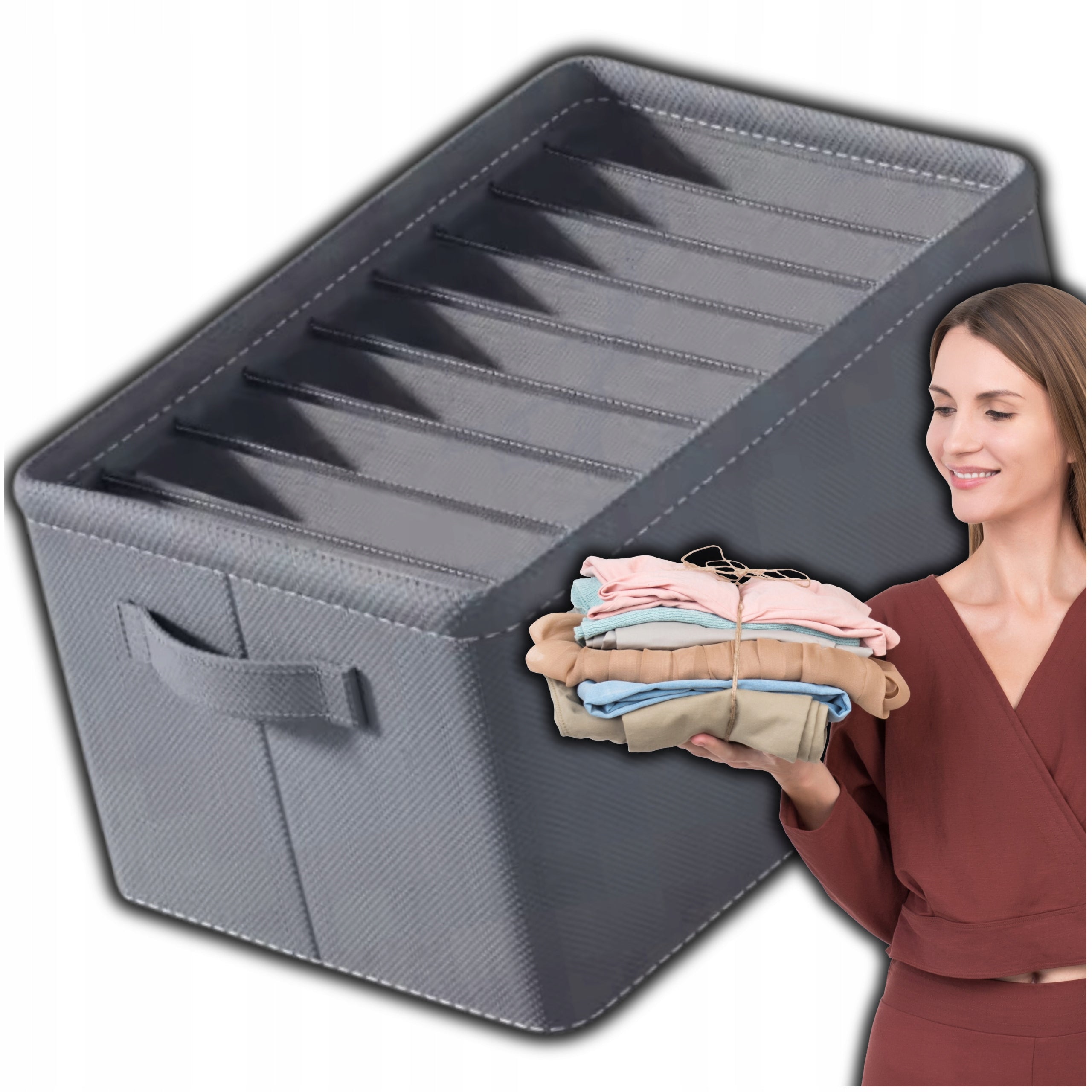 Padded Organizer for Cabinet Drawer Box Grey Container Large