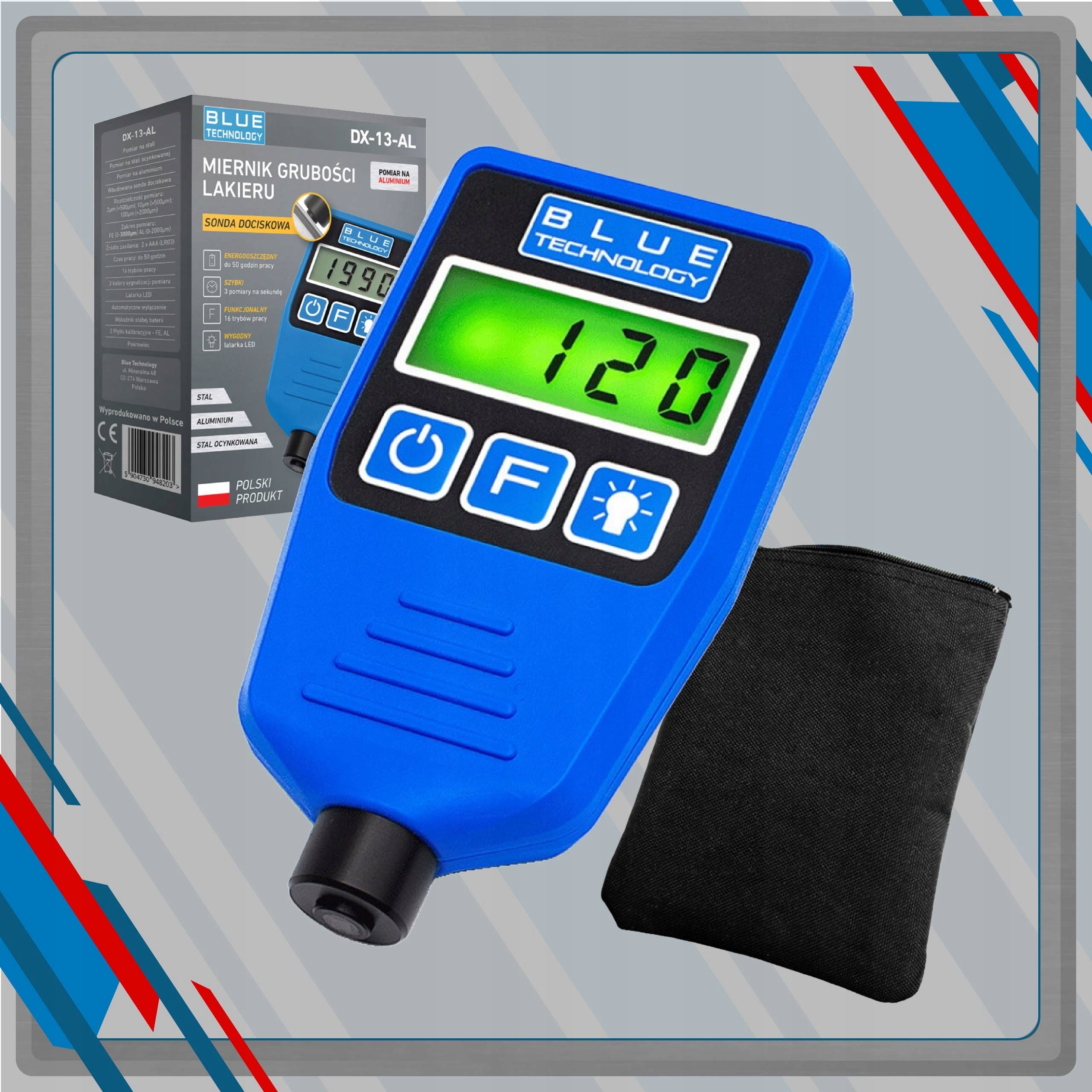 Paint Thickness Meter Tester Blue Technology DX-13-AL steel and aluminum Manufacturer code DX-13-AL
