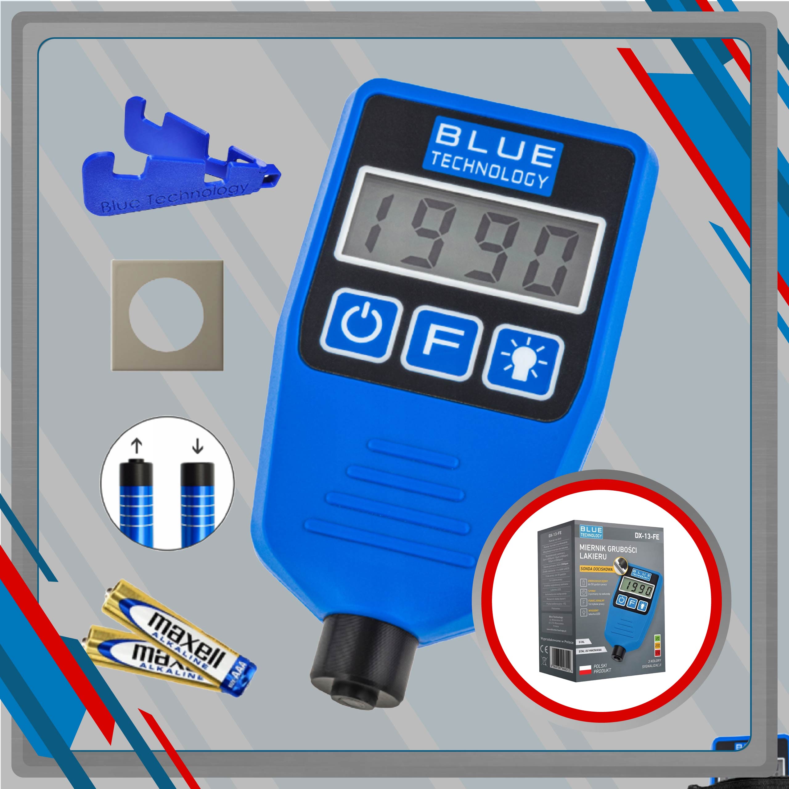 Paint thickness gauge steel galvanized probe pressure Polish with battery auto Manufacturer code DX-13-FE