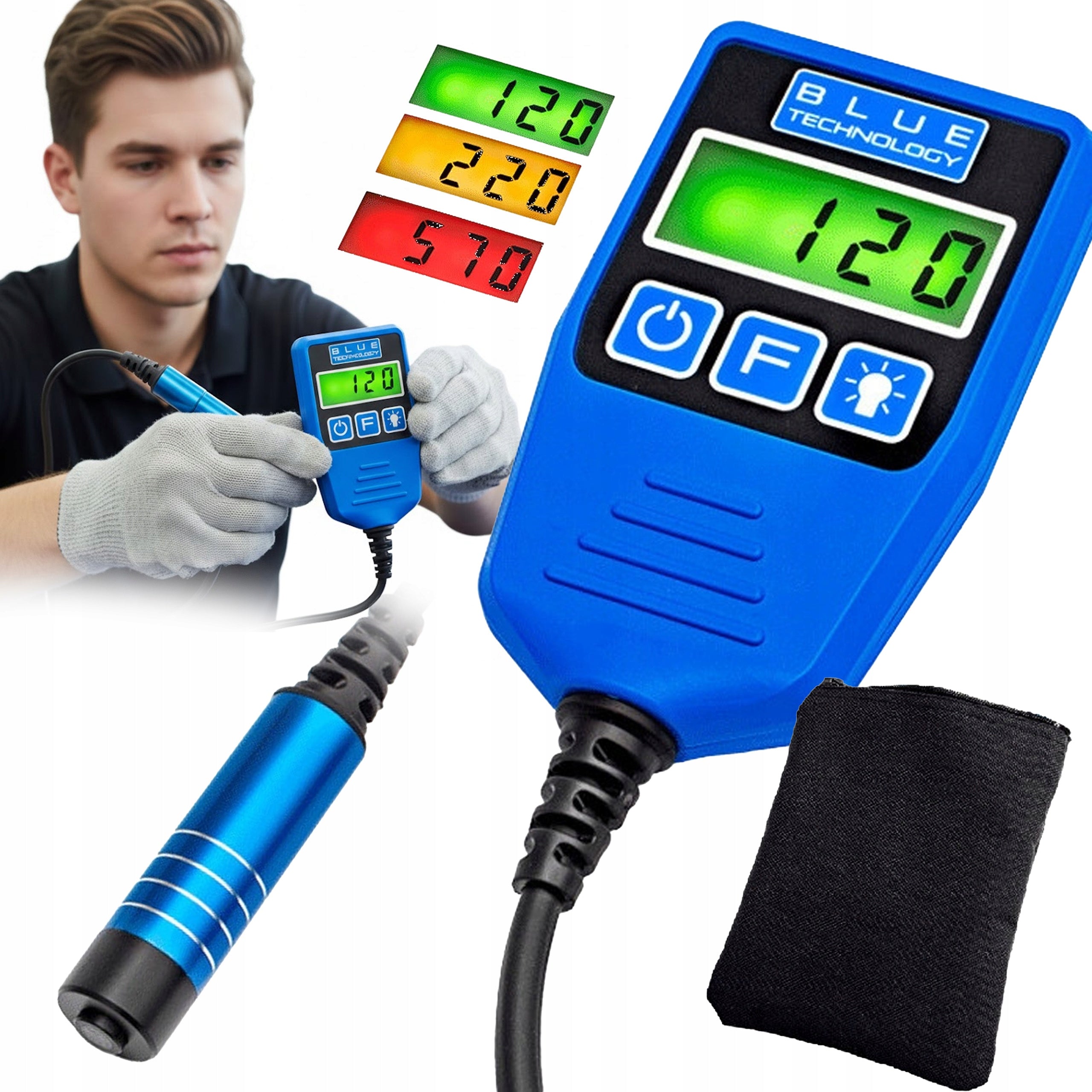 Paint thickness gauge tester galvanized steel aluminum batteries Polish