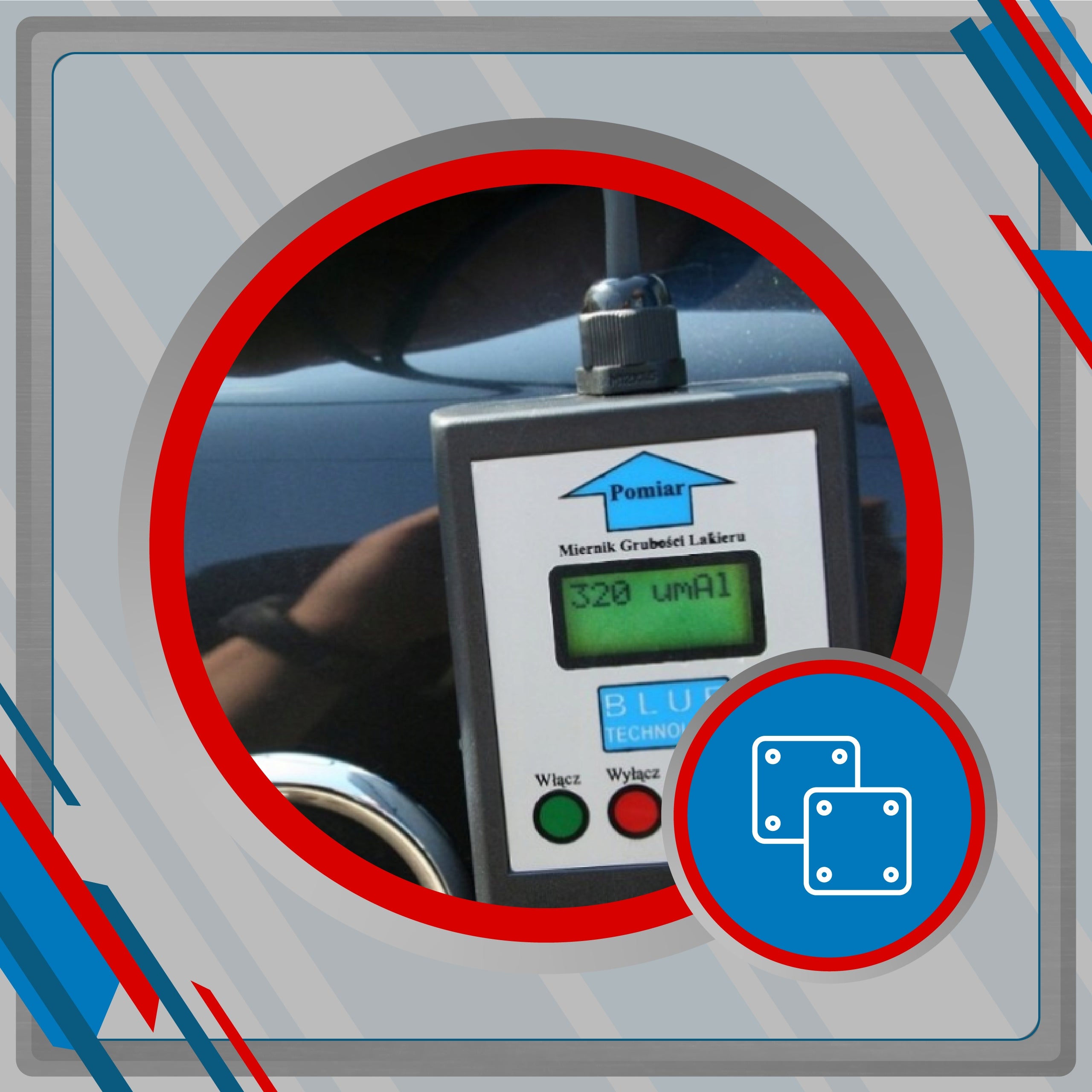 Paint thickness gauge with probe galvanized steel aluminum Polish for car Brand Blue Technology