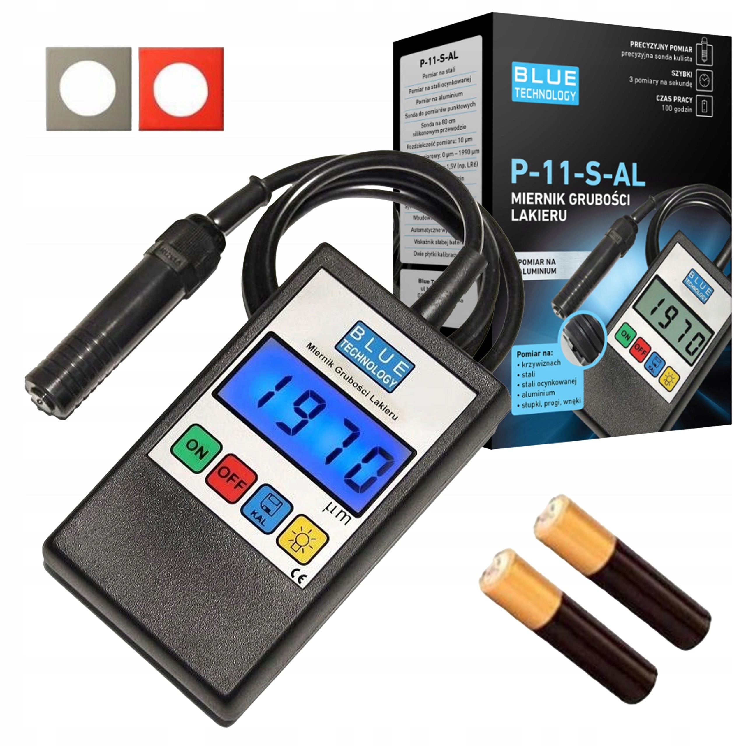 Paint thickness gauge with probe galvanized steel aluminum Polish with battery Manufacturer code P-11-S-AL