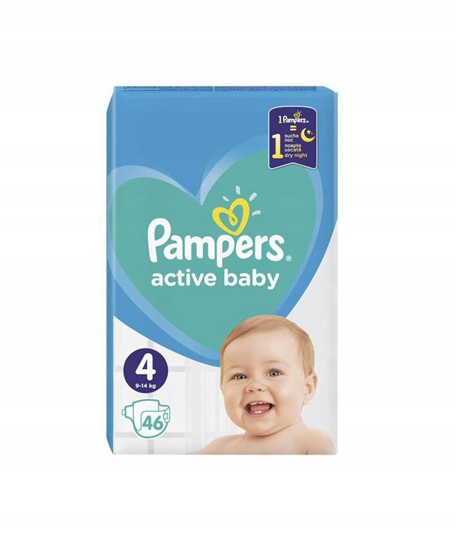 Pampers Active Baby Disposable Diapers 4, 9-16KG, 46 Pieces