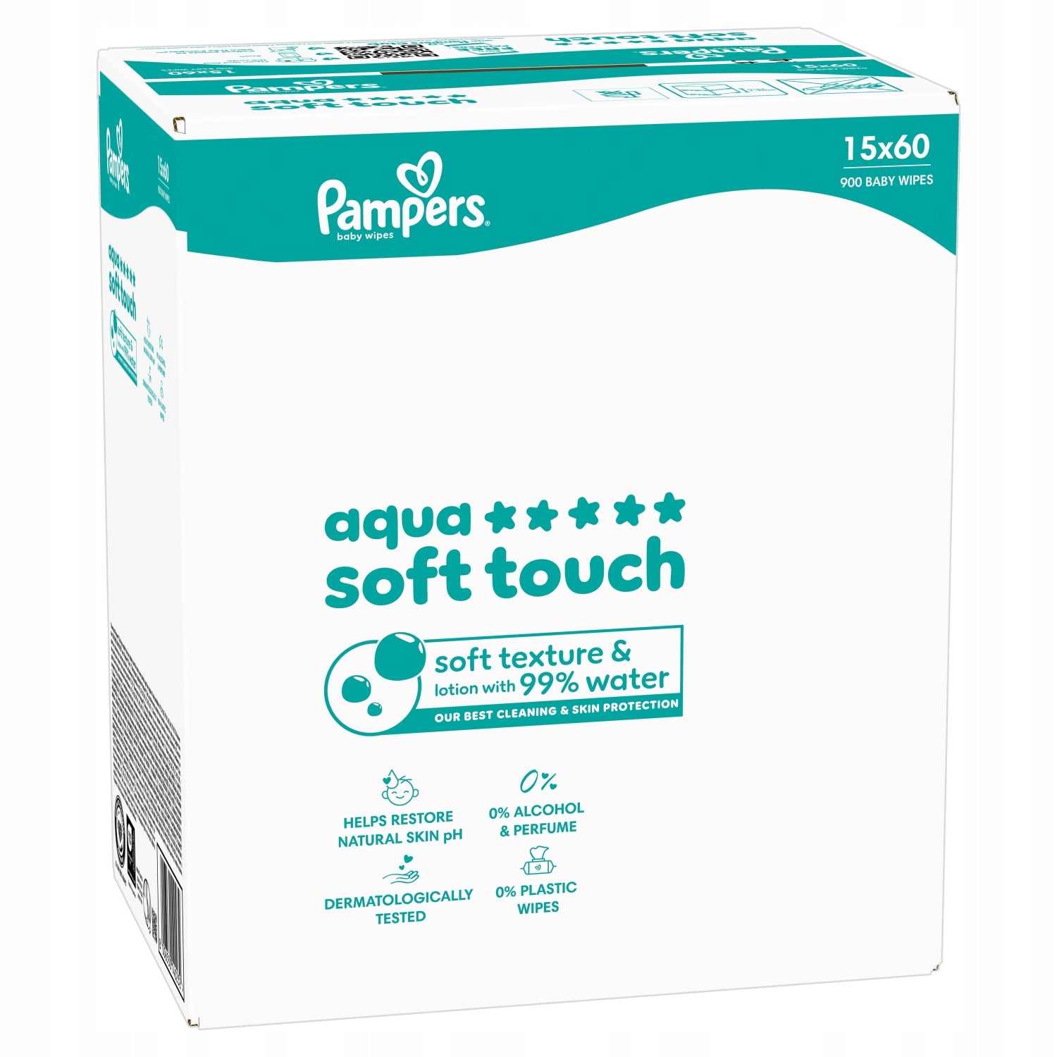 Pampers Aqua Soft Touch Baby Wipes 15 Pack x60 =900pcs Brand Pampers