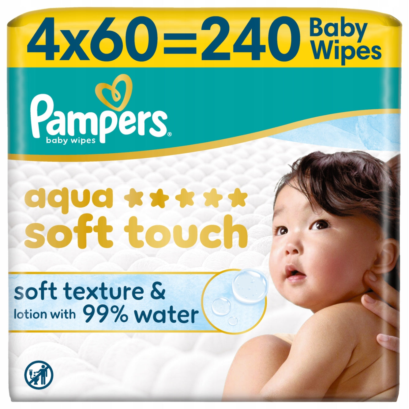 Pampers Aqua Soft Touch Wet Wipes for Children, 4x60pcs