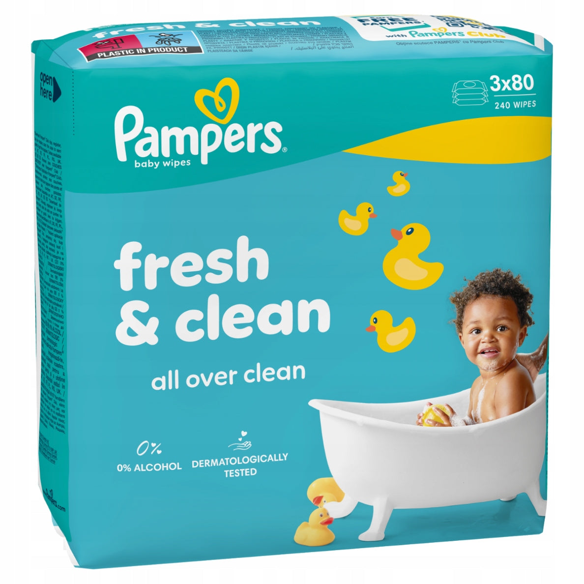 Pampers Fresh Clean Wet Wipes for Children, 3 x 80 = 240 pieces Brand Pampers