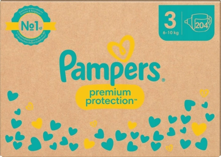 Pampers Premium Protection Diapers size 3 (6-10kg) 204pcs.