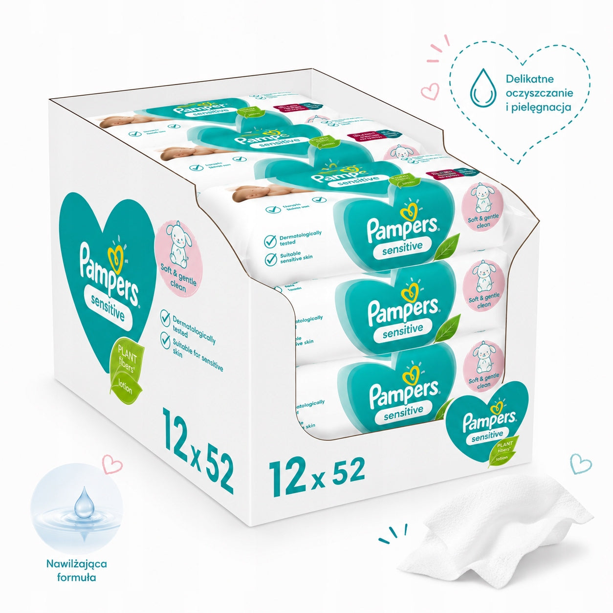 Pampers Sensitive Baby Wet Wipes 12x52pcs.