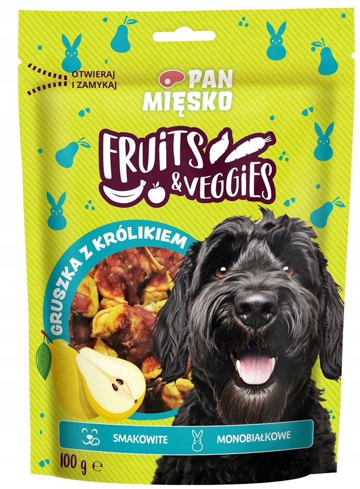 Pan Mięsko Dog Treat Fruits & Veggies Pear with Rabbit 100g