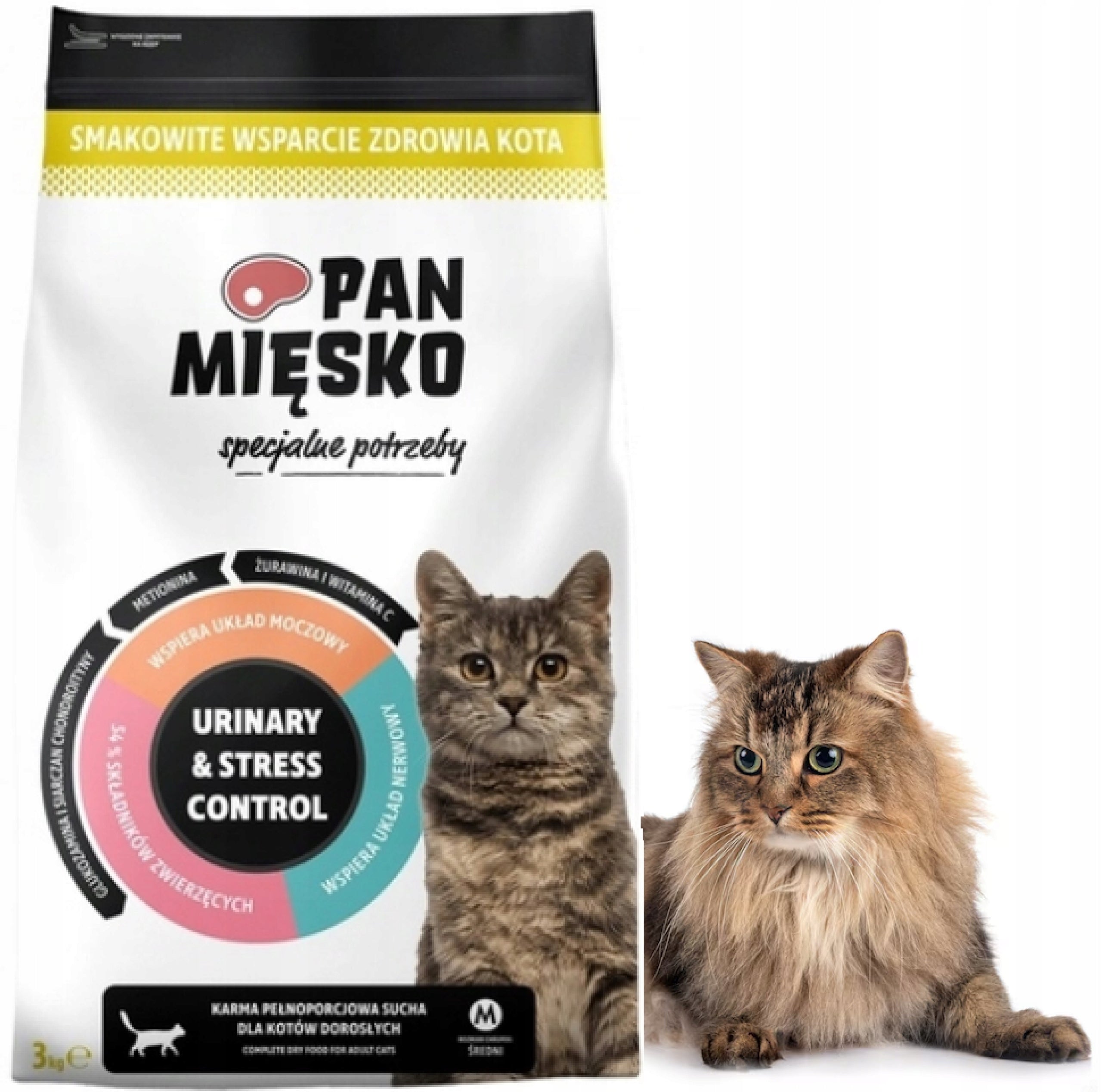 Pan Mięsko Dry Cat Food Turkey Beef Urinary & Stress Control 3kg
