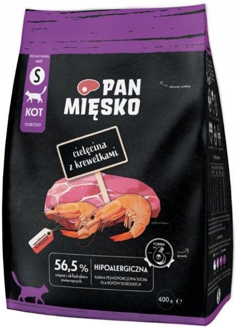 Pan Mięsko dry cat food veal with shrimp S 400g Manufacturer code A-F-51-00