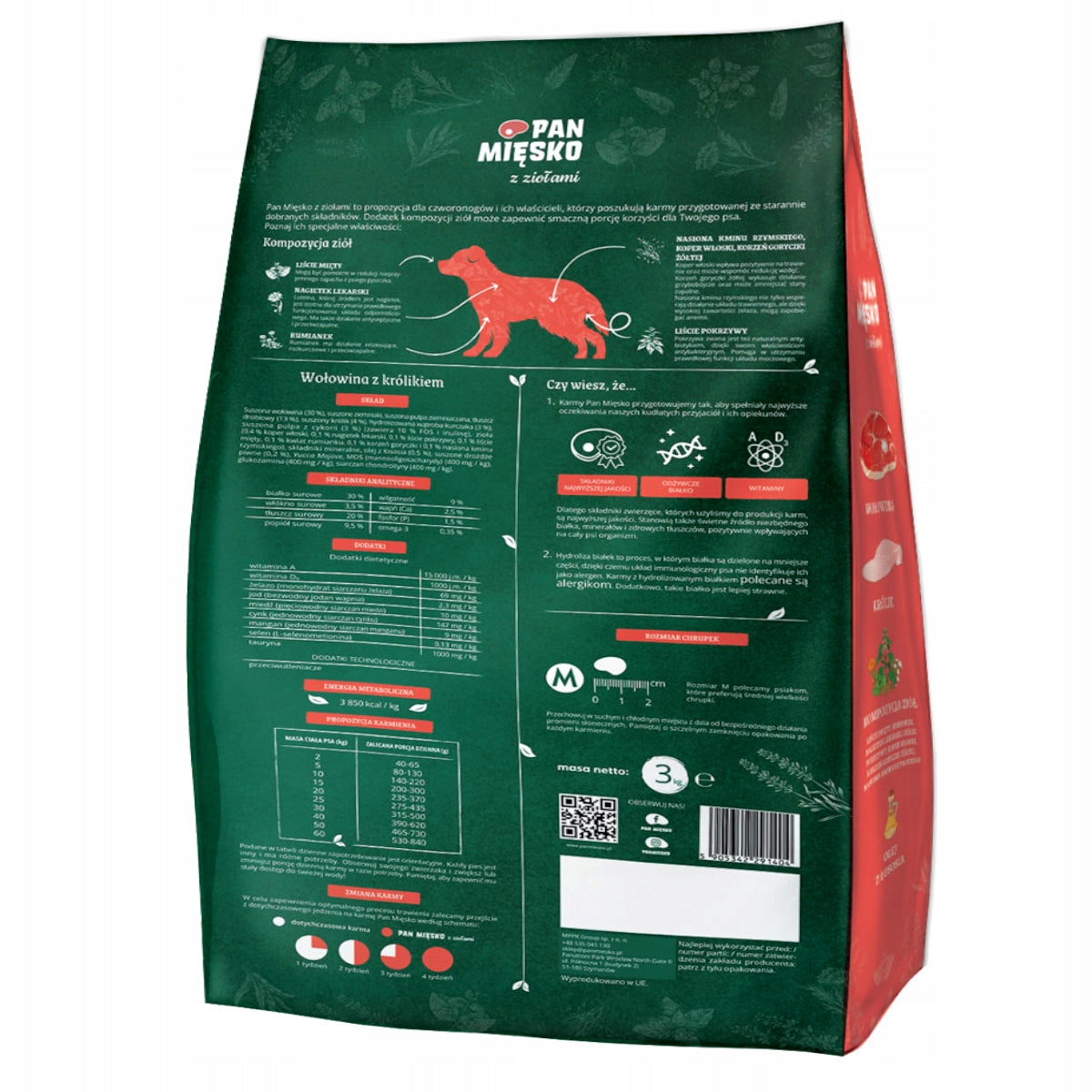 Pan Mięsko with Herbs Beef with Rabbit Hypoallergenic Grain Free 3 kg M Brand Pan Mięsko