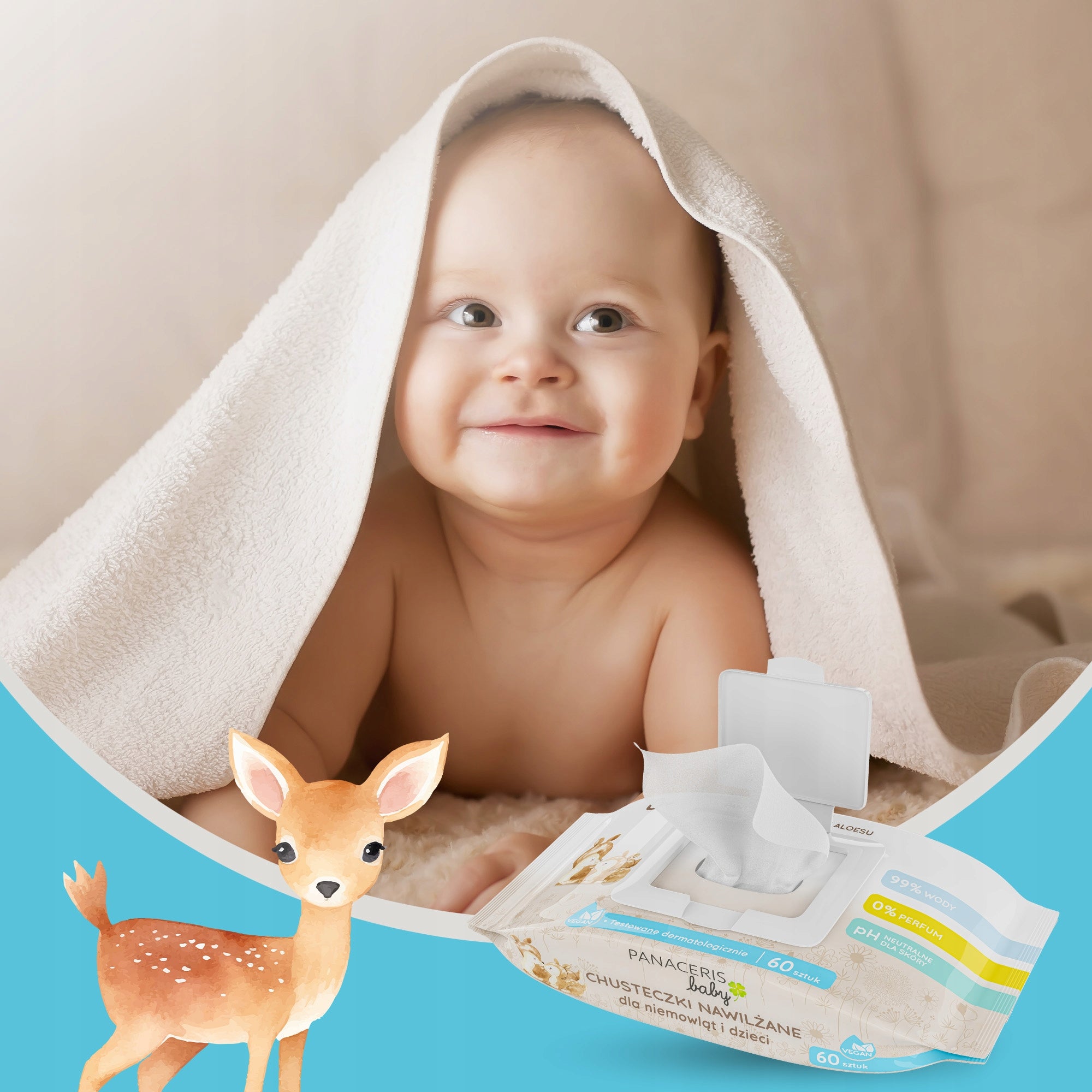 Panaceris Baby Baby Wet Wipes 99% Water Wet 60 Pieces Medical device no