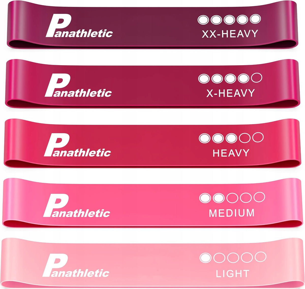 Panathletic Exercise Rubber Resistance Bands Set of 5 Pink