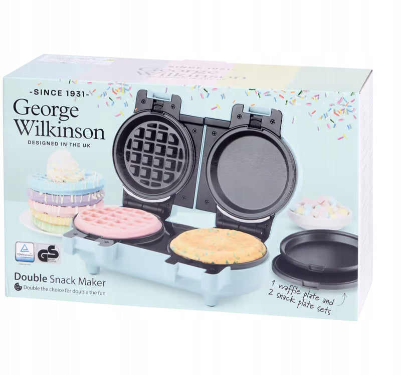 Pancakes Waffle Iron Double Snack Toaster 1110W 2 PANS