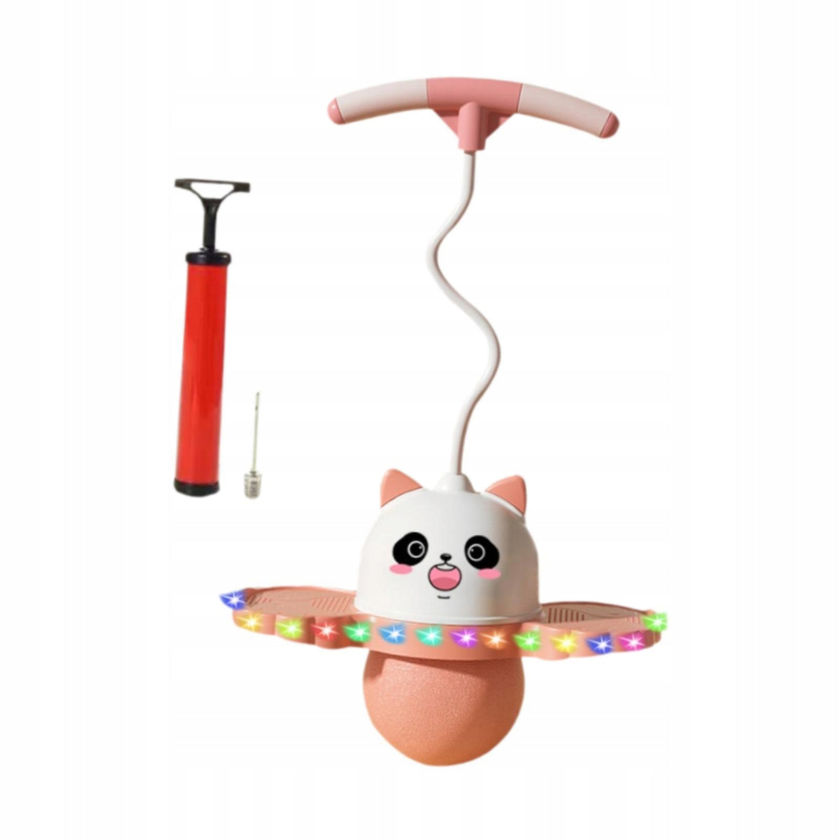 Panda Shape Pogo Ball with Handle with Colorful Light Pogo Jump Toy Pink