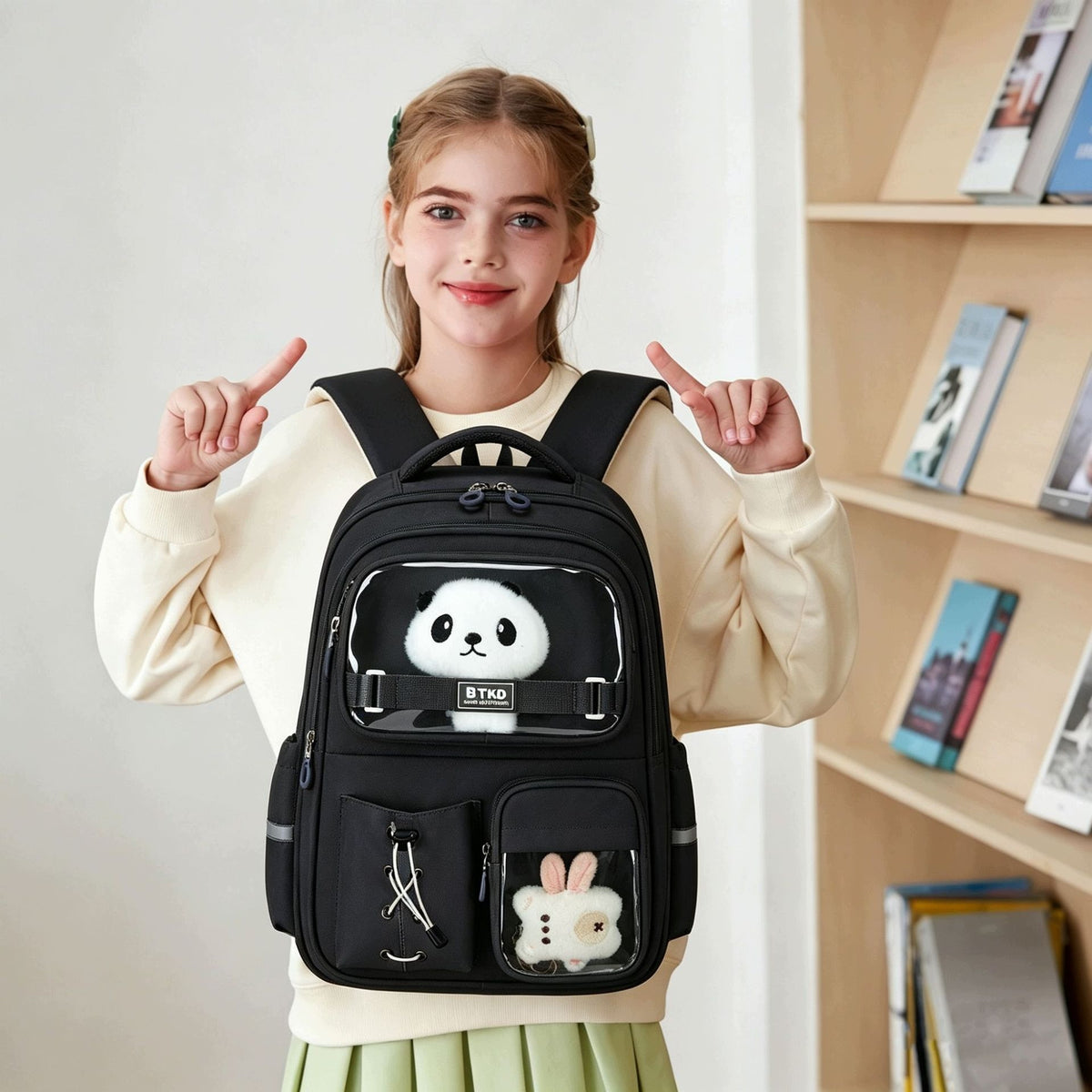 Panda large capacity schoolbag backpack for men and women Manufacturer code fdvcx123