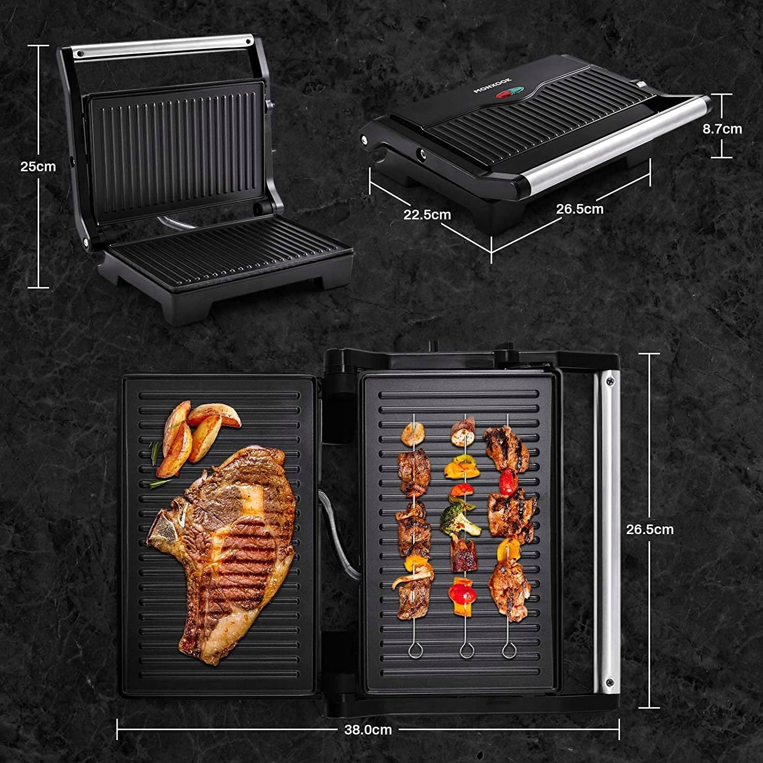 Panini Electric Grill Moonxook ABC192 1000 W Power rating 1000 W
