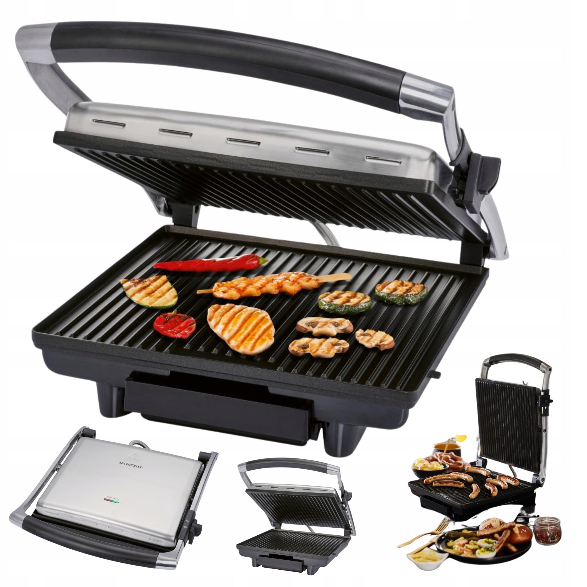 Panini electric grill SilverCrest SPM 2000 E2 silver 2000 W Manufacturer code 100379988