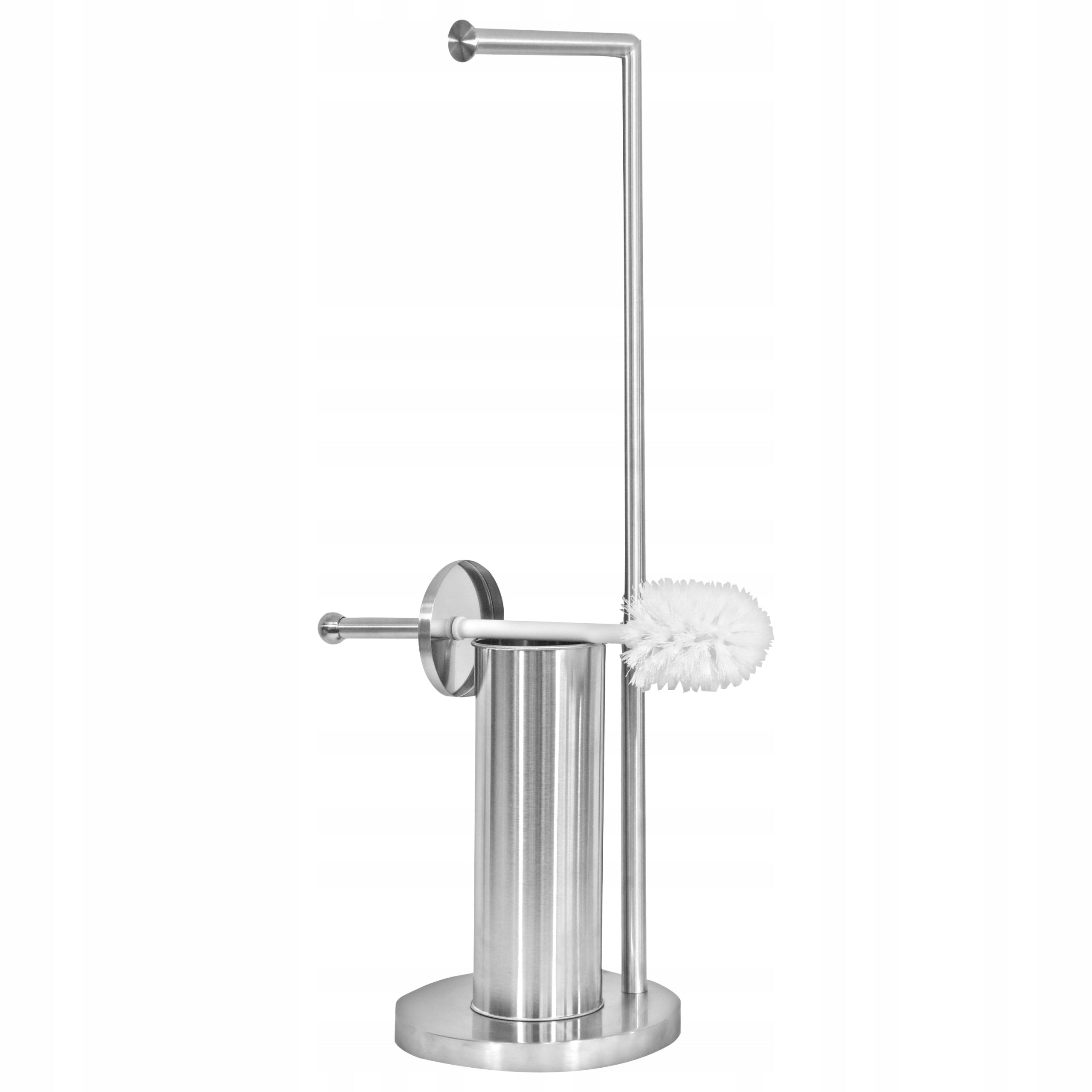 Paper Stand with Toilet Brush Durable Stylish Silver Steel Packaging status original