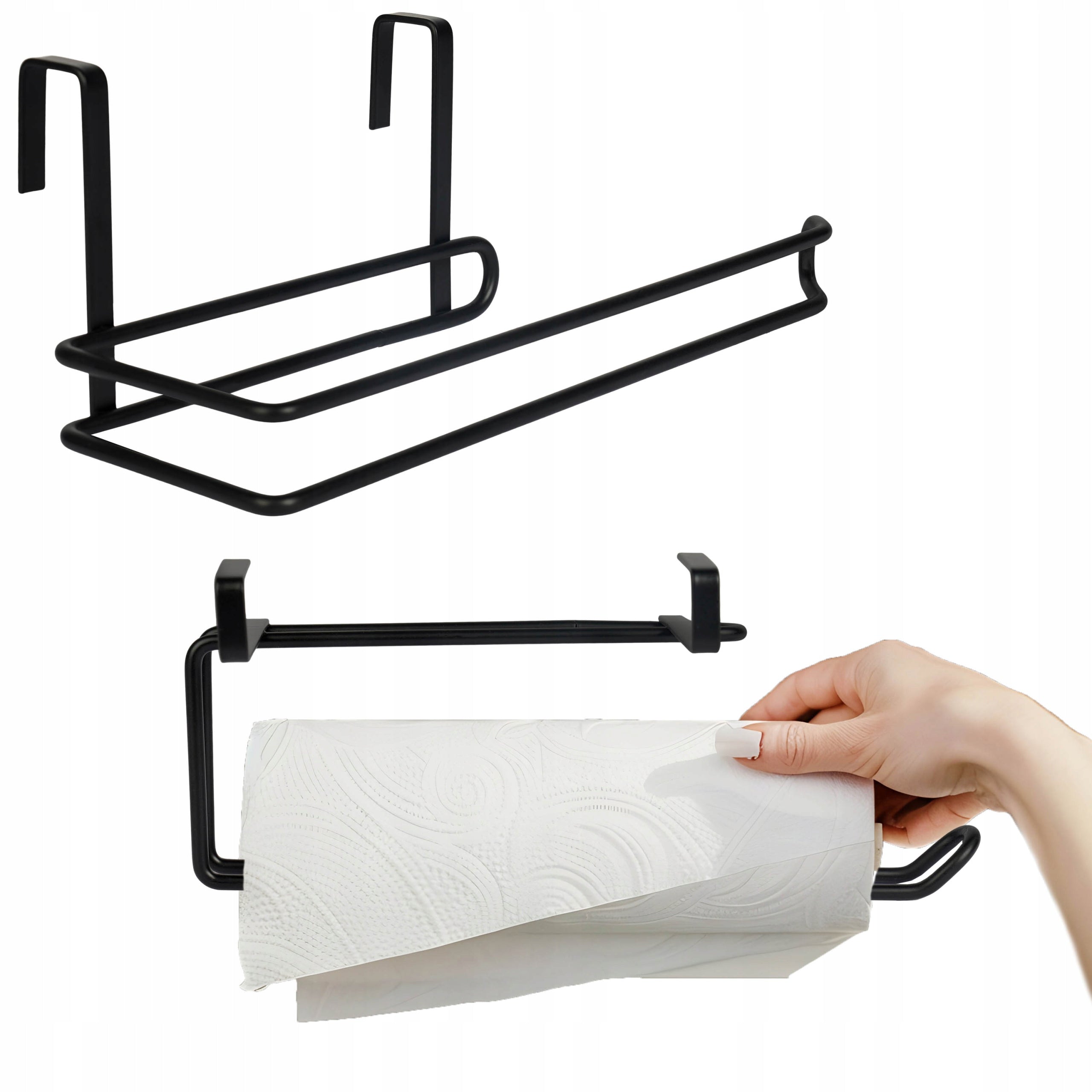 Paper Towel Holder Black Suspended Portable Sturdy Durable