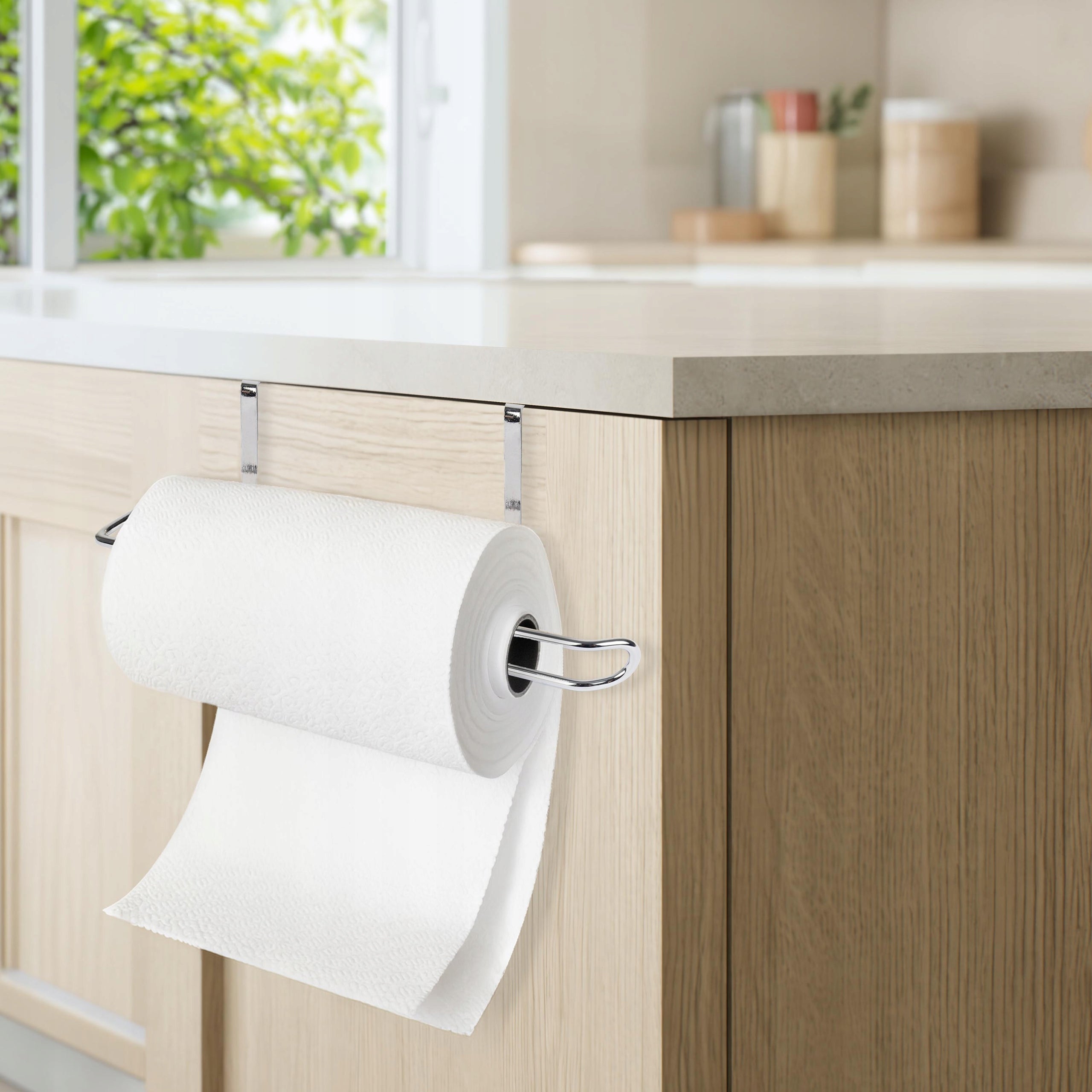 Paper Towel Holder Silver Hanging Portable Solid Stable Packaging status original
