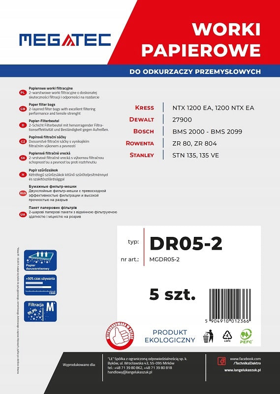 Paper bags Megatec for Kress NTX 35 l, set of 5 s