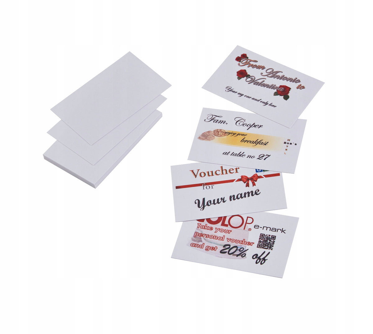 Paper cards white 85,5x54 mm (100 pcs)