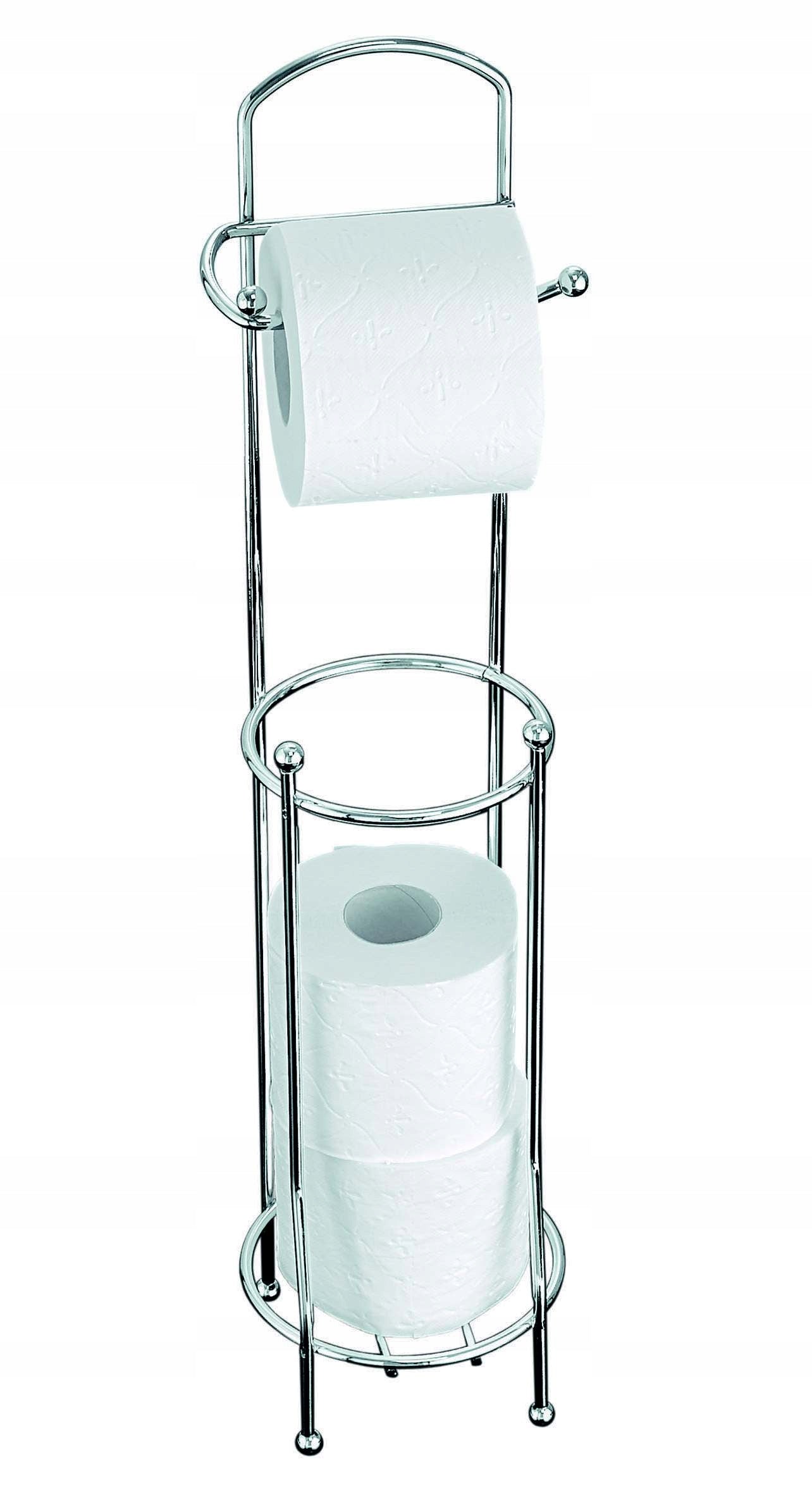 Paper stand and brush Bisk for toilet steel chrome