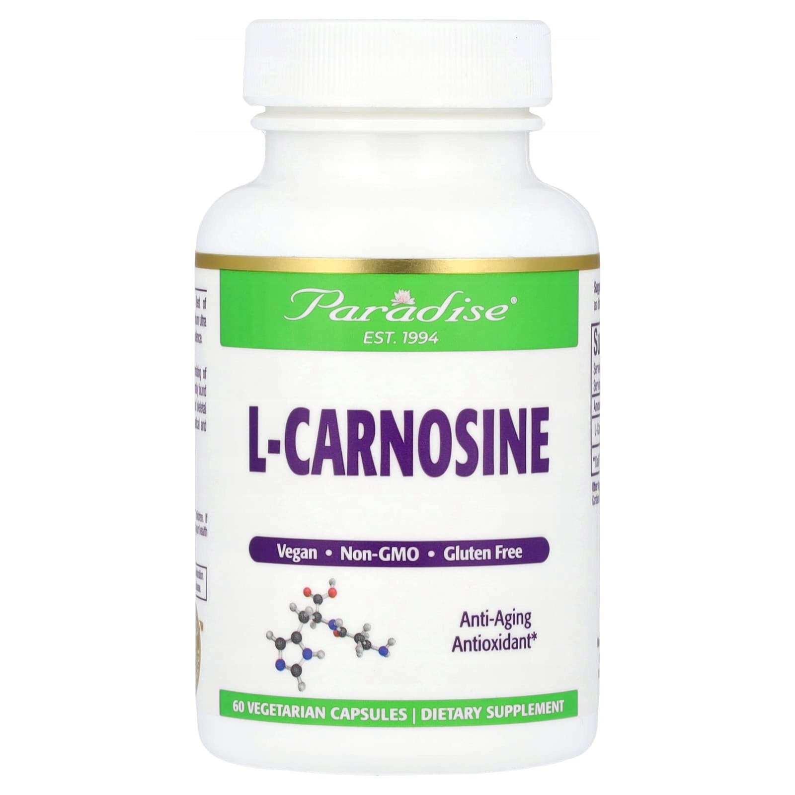 Paradise Herbs, L-carnosine 60 vegetarian capsules (250 mg per capsule)