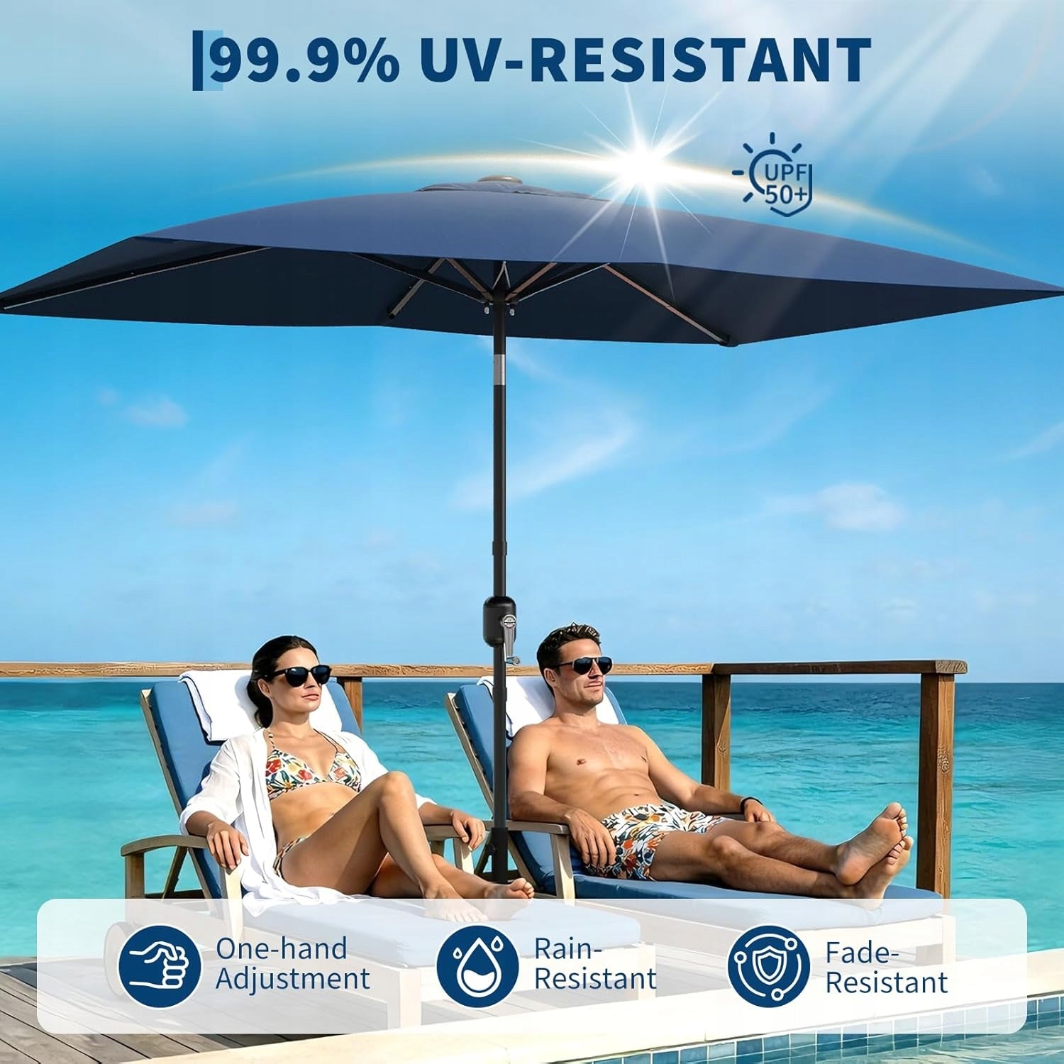 Parasol prostokątny 200 x 300 cm, parasol ogrodowy z funkcją pochylania Manufacturer no brand