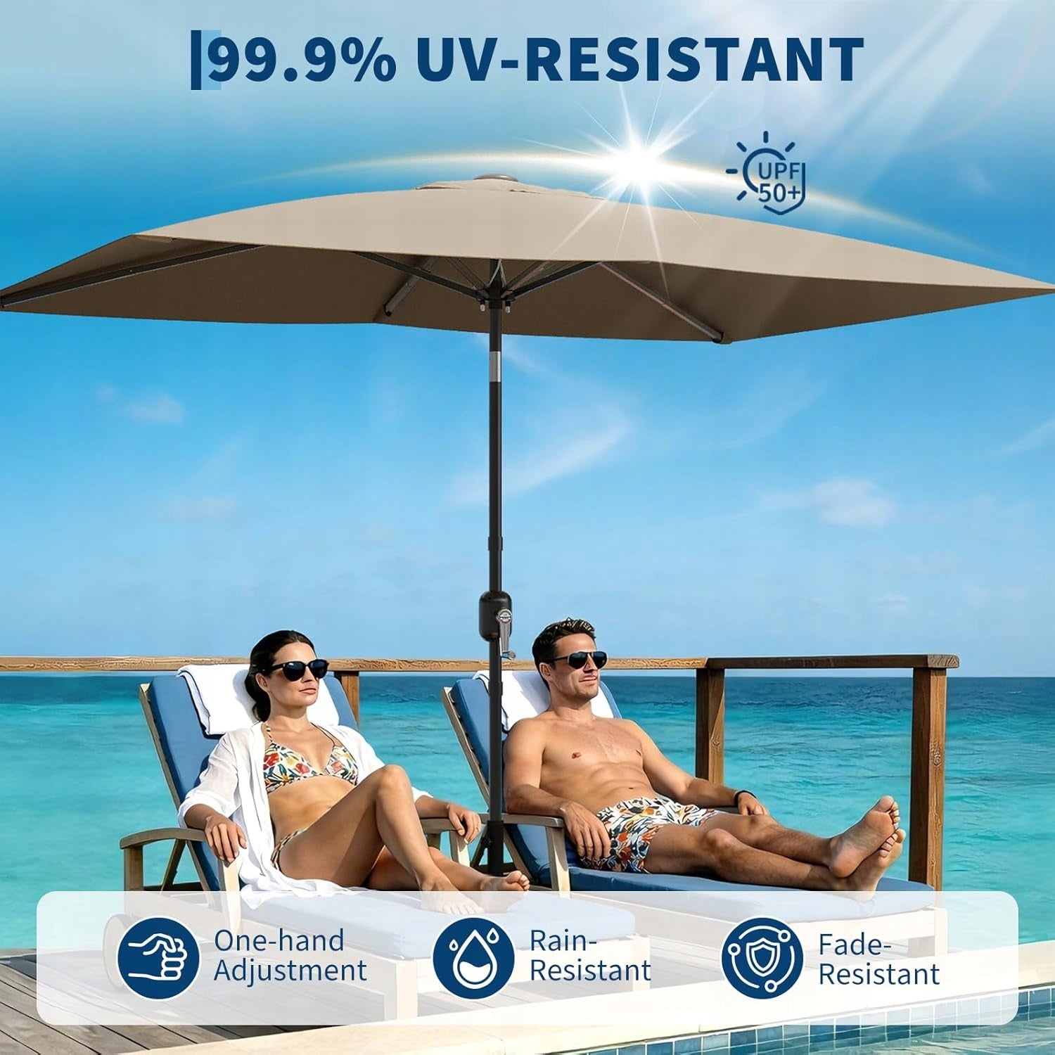 Parasol prostokątny 200 x 300 cm, parasol ogrodowy z funkcją pochylania Manufacturer no brand