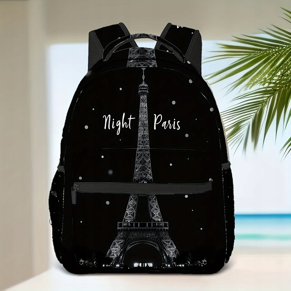 Paris Themed Lightweight Backpack for School, Travel, and Casual Use