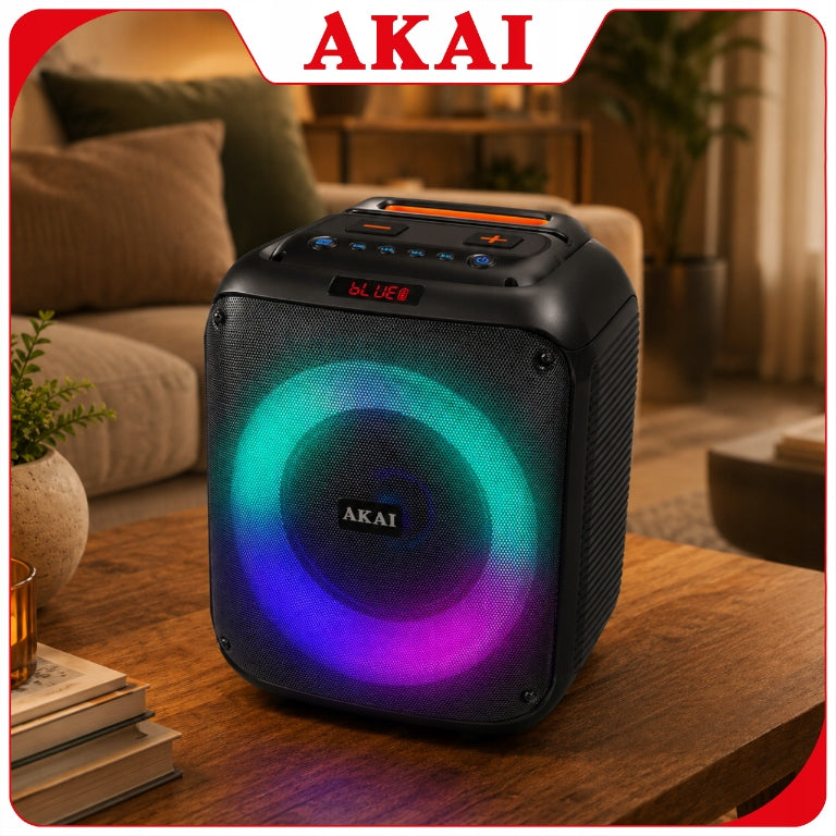 Party Speaker Akai ABTS V30 40 W Bluetooth with LED Microphone Black Brand Akai