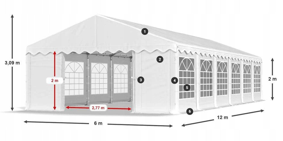 Party Tent 6x12 Garden DAS 240 S VARIOUS COLORS Number of side walls more than 8